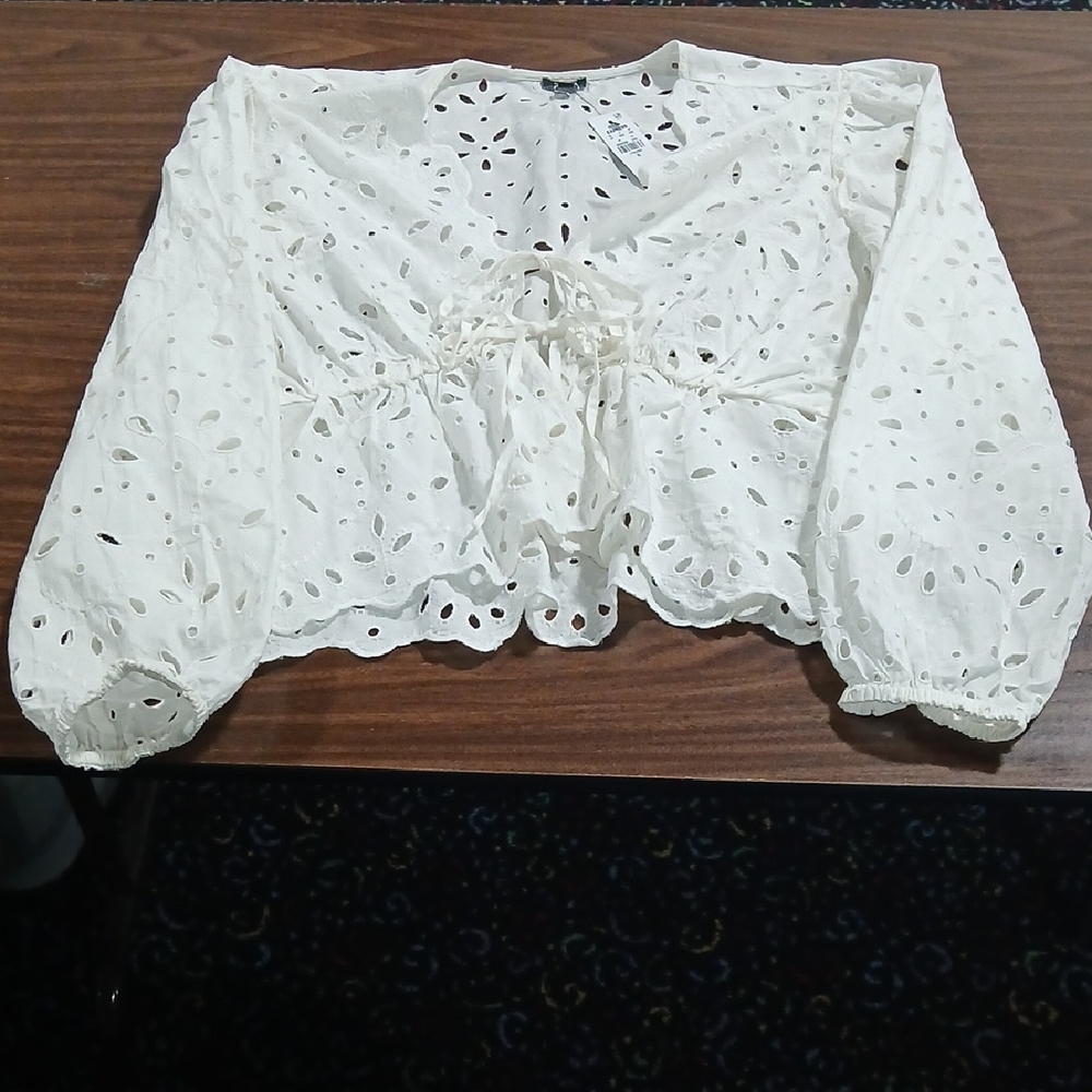 Express White Eyelet Blouse